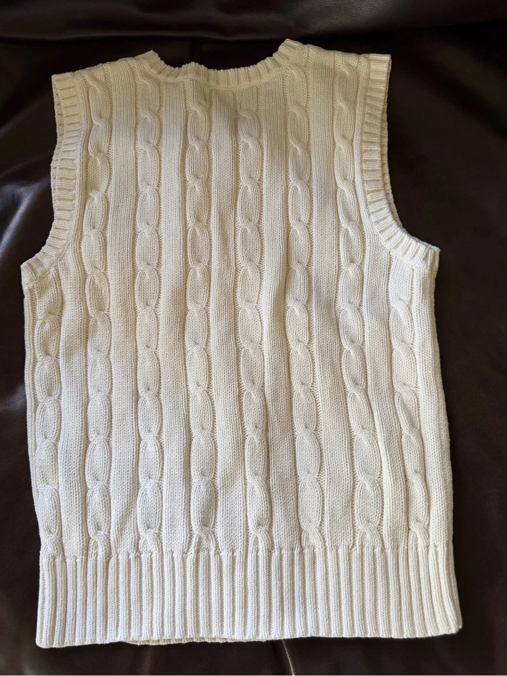 Chaps Cream Cable Knit Sweater Vest